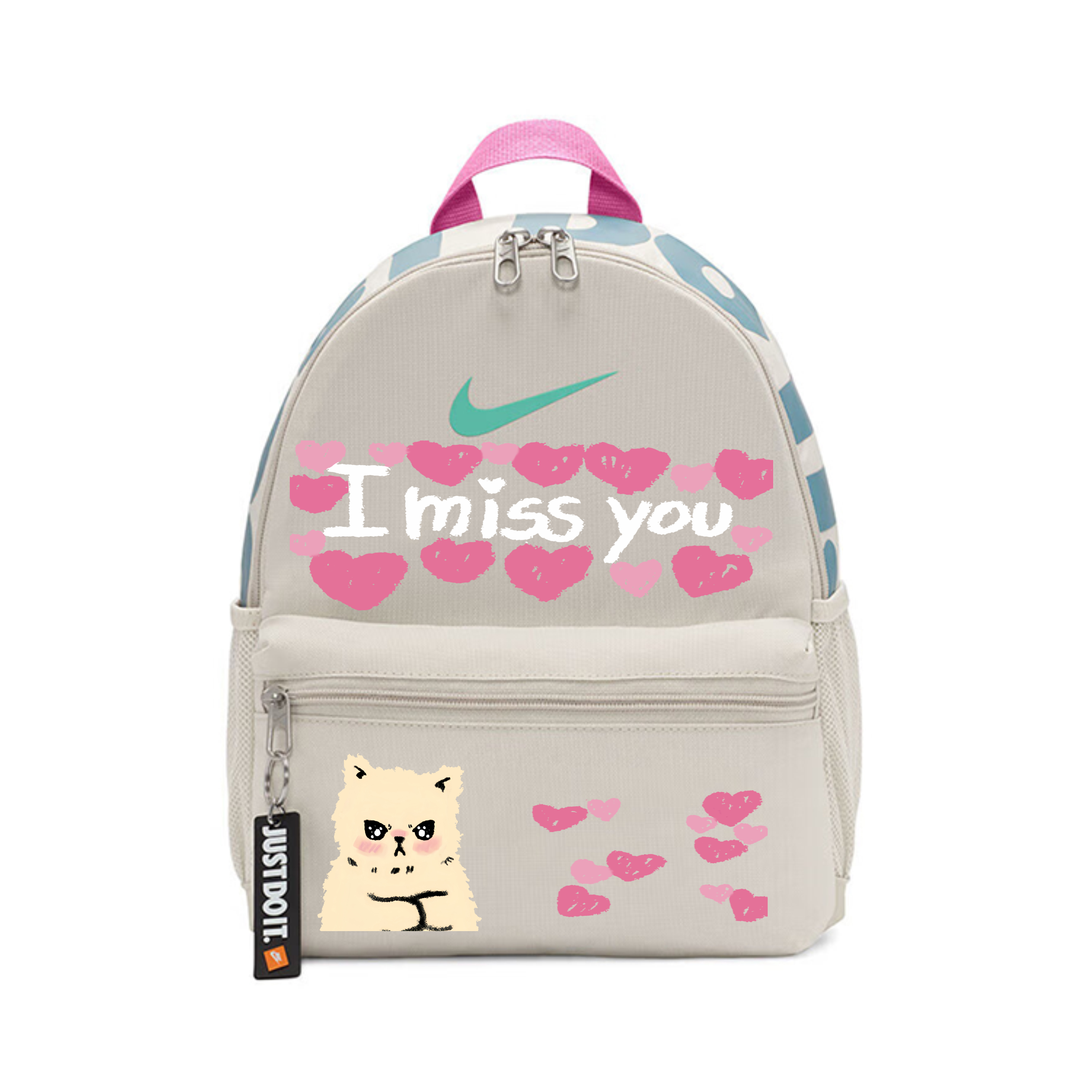 

Nike Тканевый рюкзак обычный детский серый белый, Proud Kitten Head