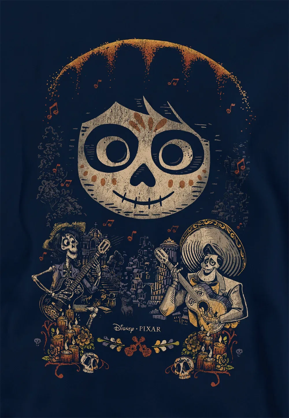 Детская худи Coco Painted Poster с Мигелем, Черепом, Гектором и Эрнесто, Disney, темно-синий, темно-синий — фото 2