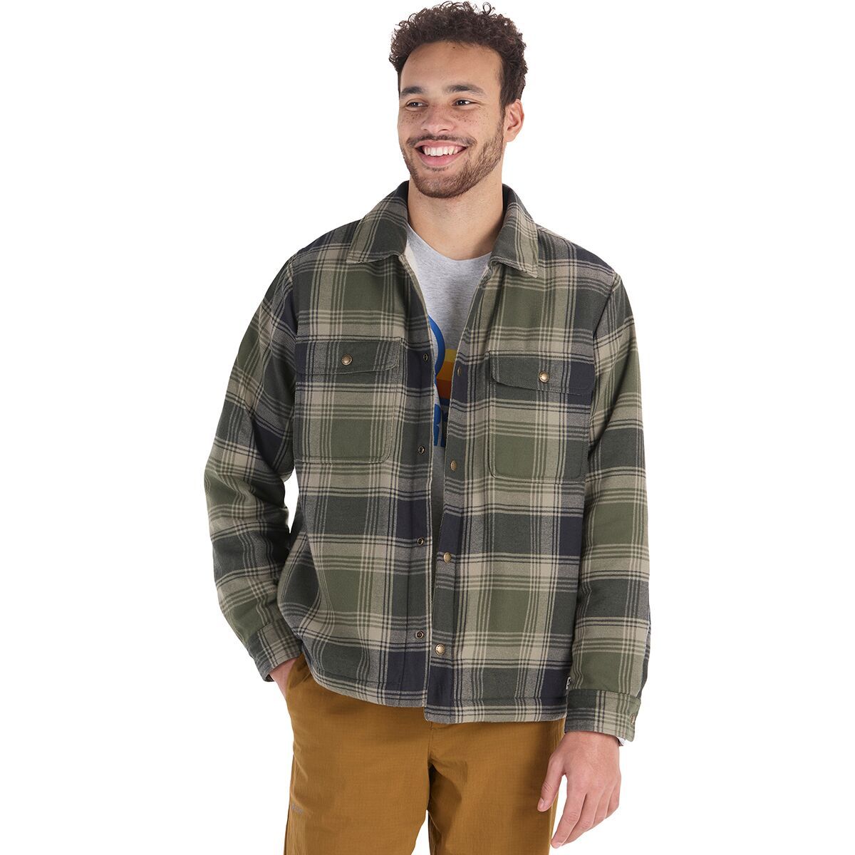 

Рубашка-пиджак из фланели с подкладкой sherpa Ridgefield Marmot, цвет nori