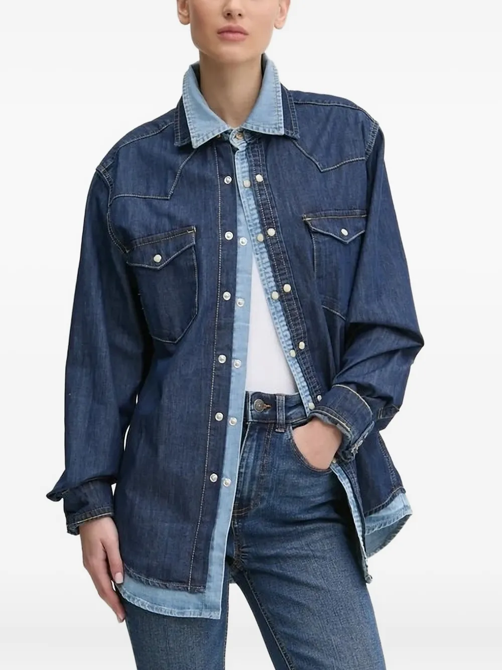 

Джинсовая рубашка в стиле вестерн Desigual, синий