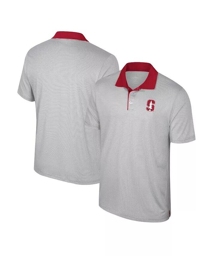 

Мужское серое поло Stanford Cardinal Tuck Striped Colosseum, серый
