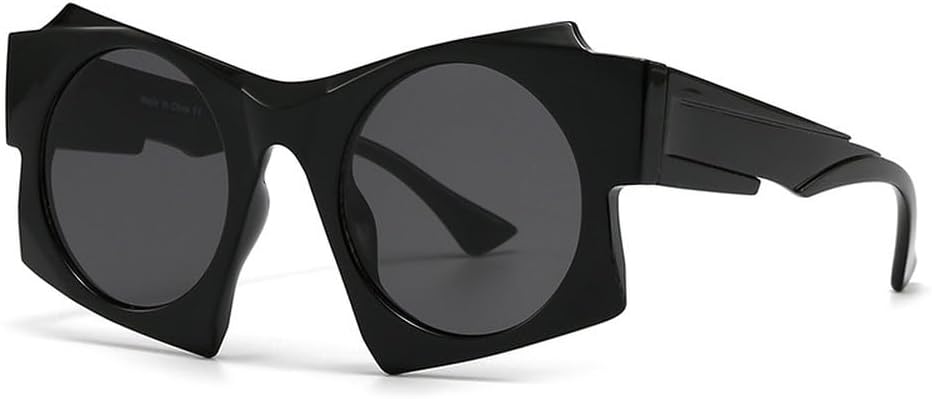 

Модные солнцезащитные очки необычной формы для женщин и мужчин, роскошные солнцезащитные очки с уникальной оправой, трендовые очки с защитой от УФ-излучения UV400 TKKTLLT, Black