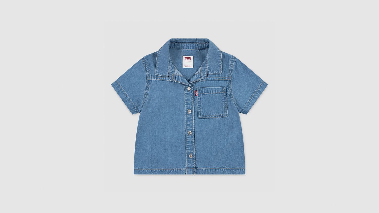 

Джинсовый топ из слоновой кости для девочек 2–4 лет Levi's, Blue Wave Light - Light Wash