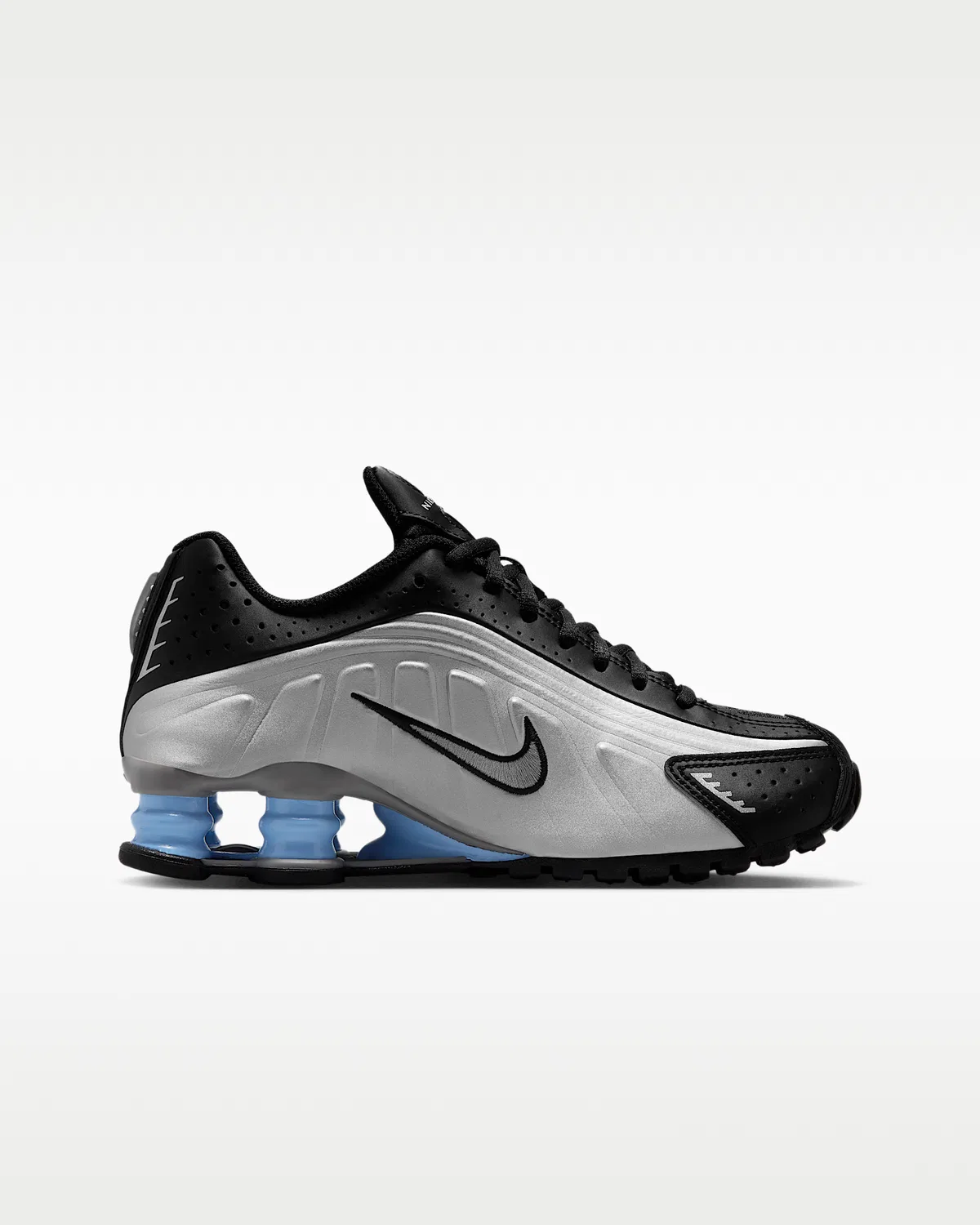 Детские кроссовки Nike Shox R4, Metallic Silver/Black/Psychic Blue/Metallic Silver — фото 3