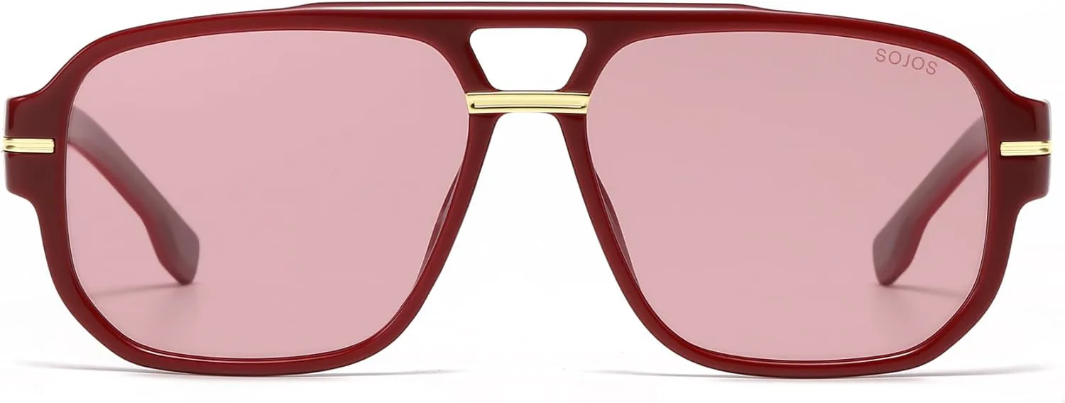 

Солнцезащитные очки-авиаторы SOJOS в стиле ретро, ​​квадратные, для женщин и мужчин, винтажные, 80-х и 90-х годов, поляризованные, модель SJ2692, Red/Light Red Tint
