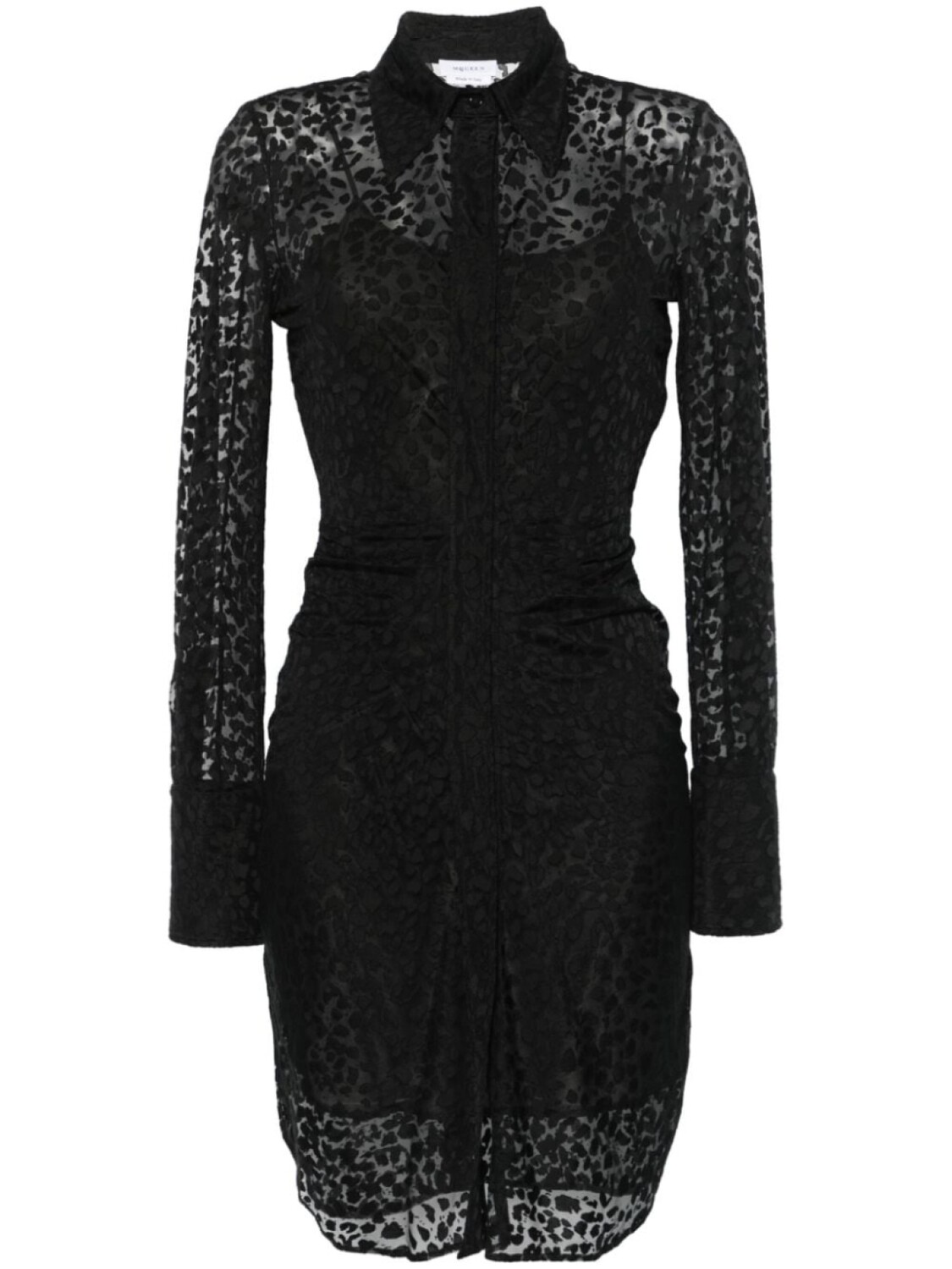 

Платье мини с леопардовым принтом Alexander McQueen, черный