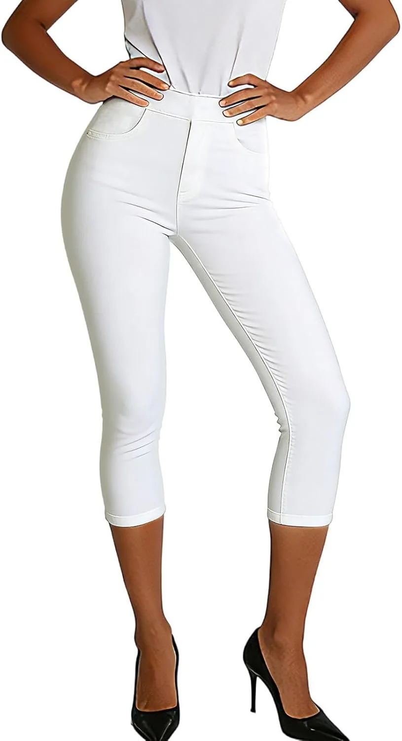 

Высокие джинсы-капри для женщин с эластичной талией