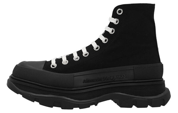 Кроссовки tread slick canvas high top sneakers 'black white' Alexander Mcqueen, черный — фото 2