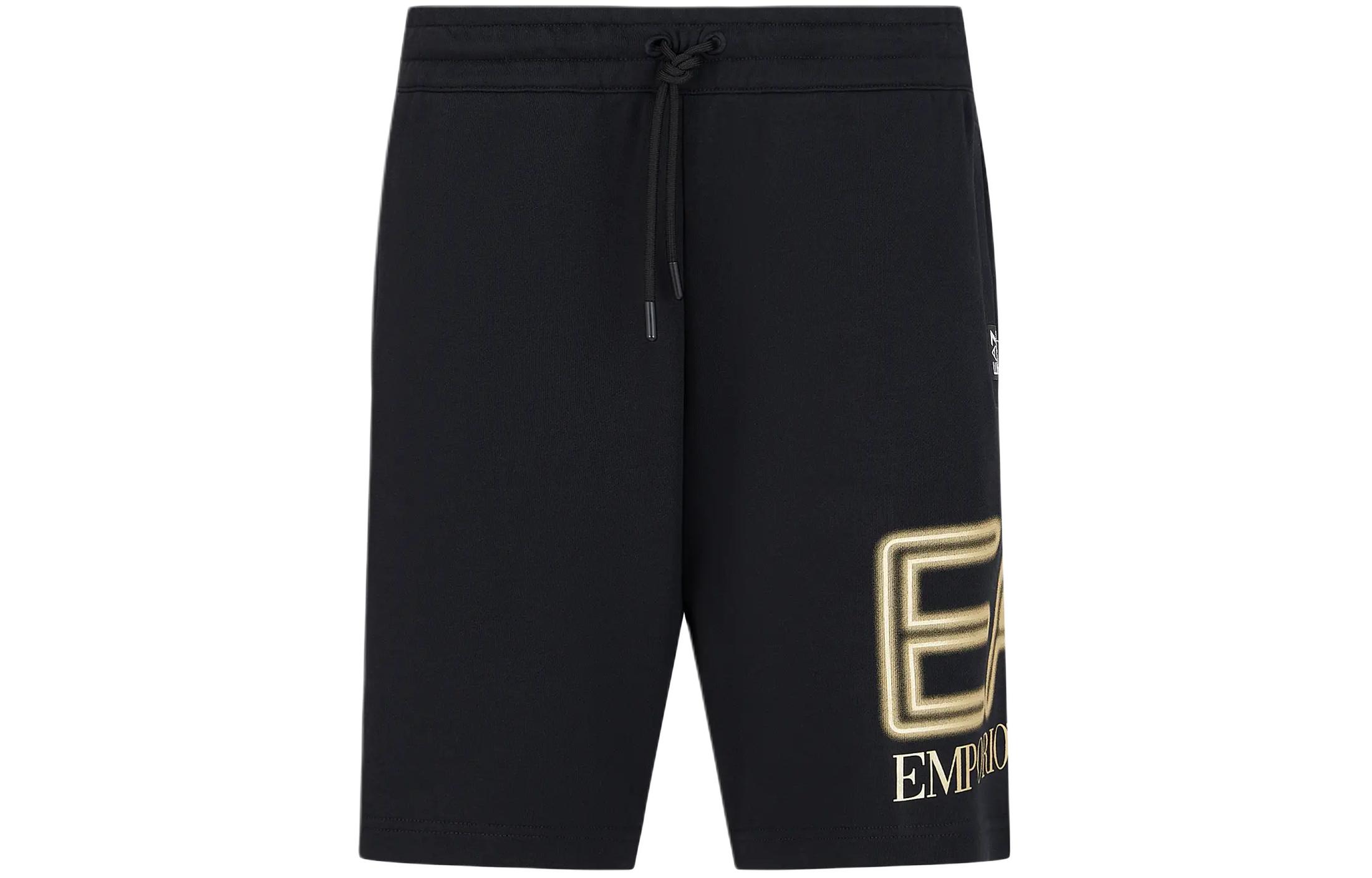 

Шорты для бега из хлопка с выпуклым логотипом EMPORIO ARMANI, черный