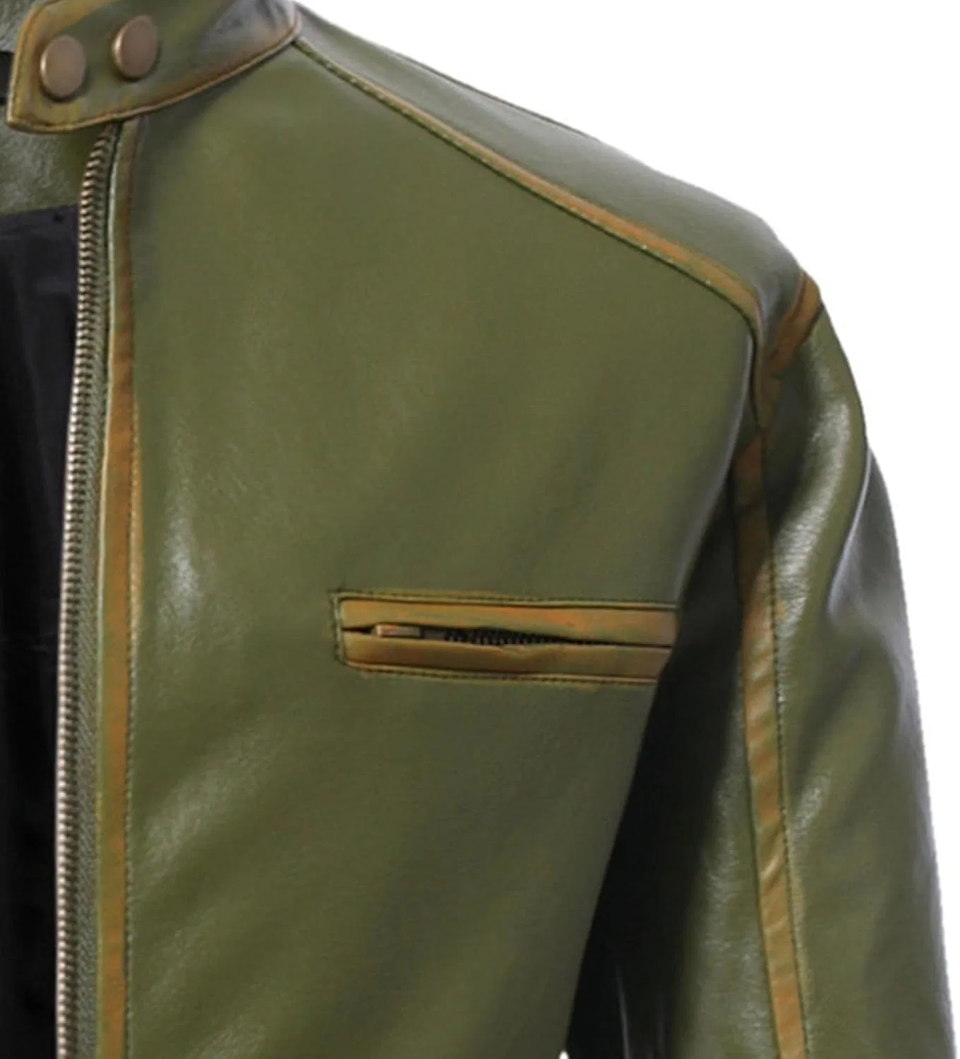Куртка из искусственной кожи мужская, Military Green — фото 4