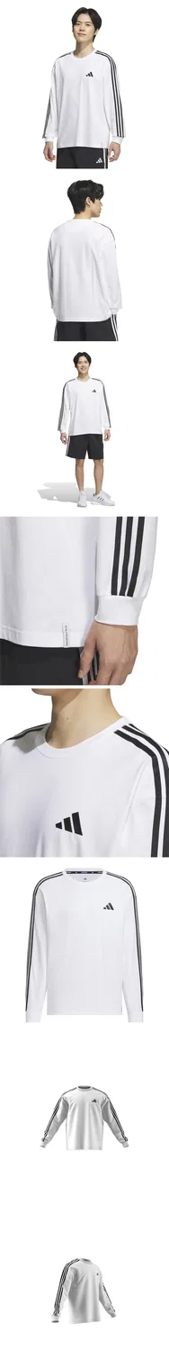 Мужская свободная футболка с длинным рукавом Essential+ 3S белая от Adidas — фото 4