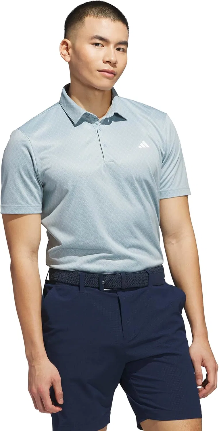 Поло для гольфа мужское с принтом, adidas, цвет Wonder Blue F23/Silver Green S23