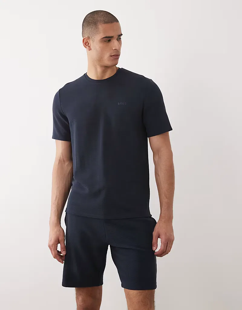 Шорты BOSS Bodywear Rib, темно-синий — фото 2