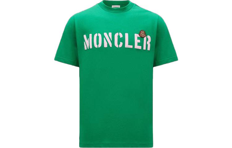 Moncler Мужская футболка, зеленая, с круглым вырезом, умеренно прямой крой — фото 3