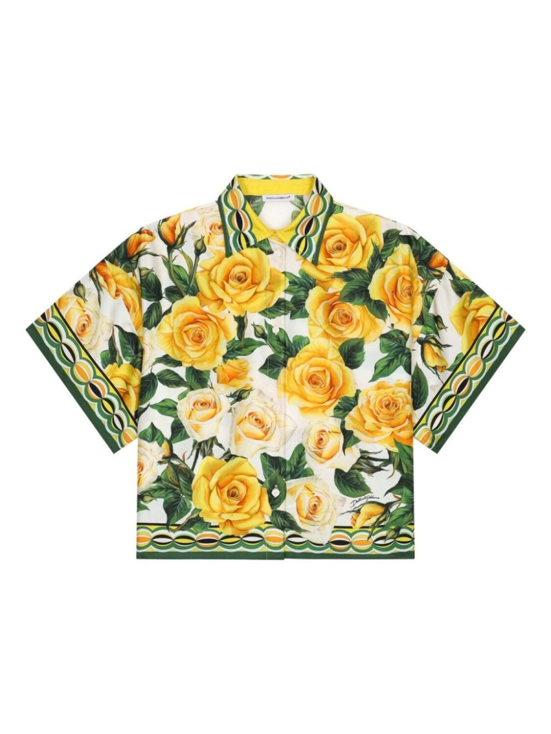 

Dolce & Gabbana шелковая рубашка с принтом Rose, желтый