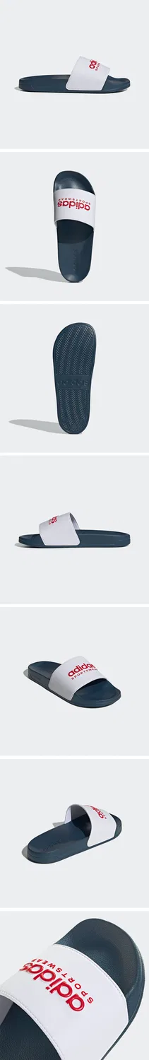 Мужские слайды Adilette Shower белые/тёмно-синие от Adidas — фото 4