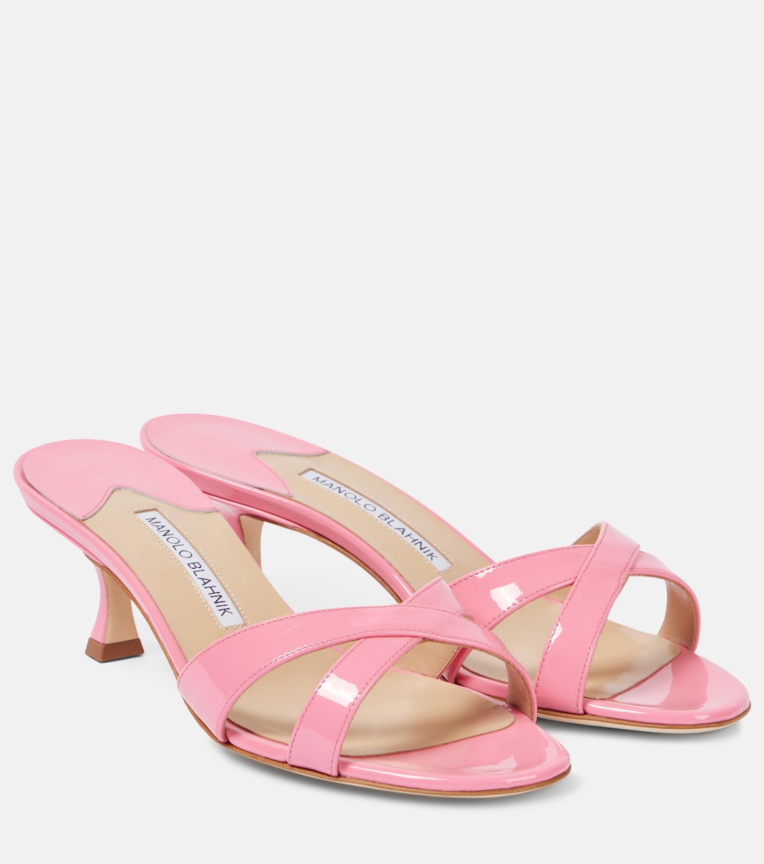 Кожаные сандалии Callamu 50 с лаковым покрытием Manolo Blahnik, 6743 Bpnk