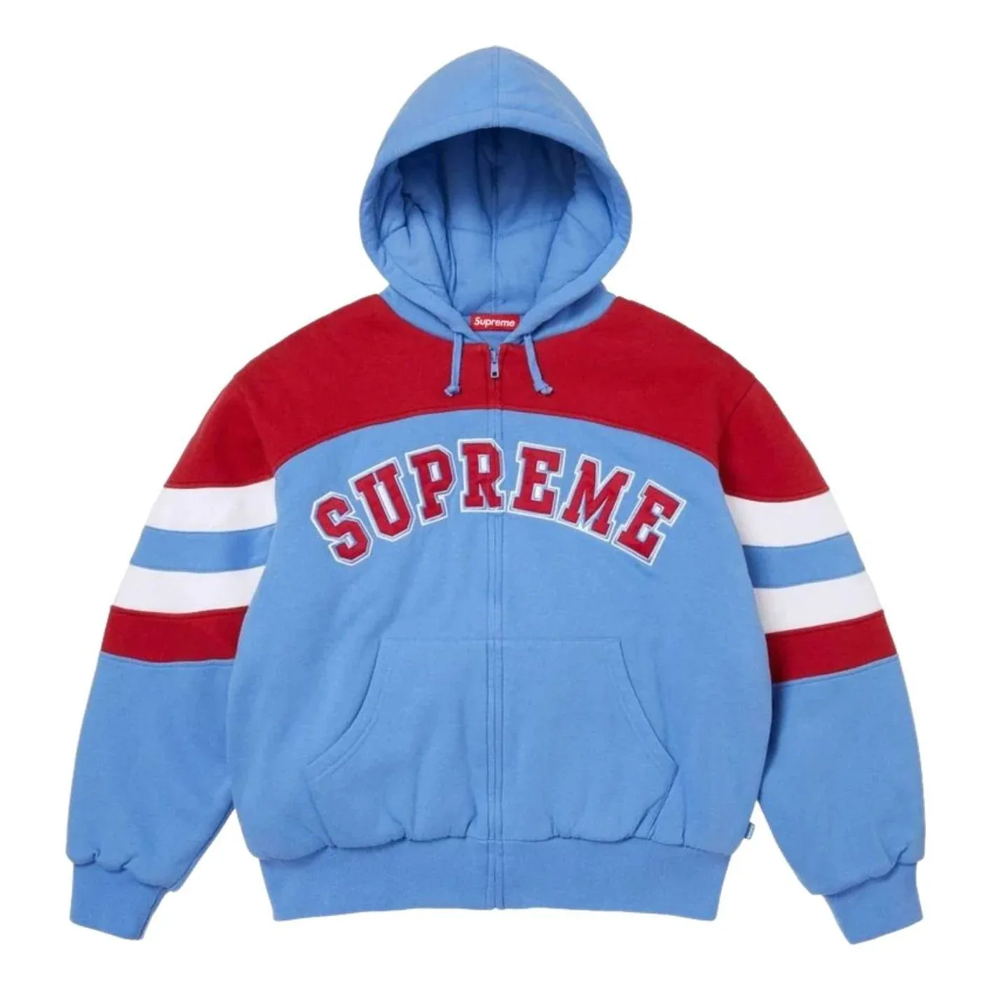 Толстовка Supreme SS26 на молнии с капюшоном, светло-голубая