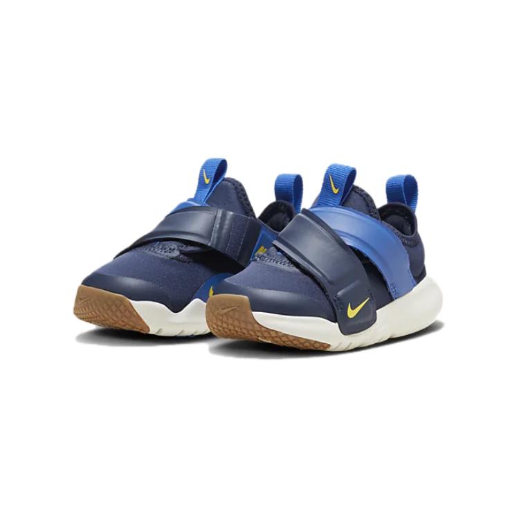 Nike Flex Advance противоскользящие износостойкие низкие кроссовки для малышей сине-белые, темно-синий/королевский синий/парусный белый/золотой Сатурн — фото 3