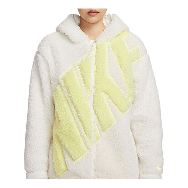 

Куртка (WMNS) Nike Logo Sherpa Jacket 'White Yellow', белый