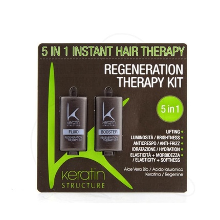 

K Keratin Structure Регенерирующая кератиновая терапия для сильно поврежденных волос Кератиновая регенерационная терапия с драгоценными камнями 5 в 1 2x10 мл — упаковка из 2 шт.