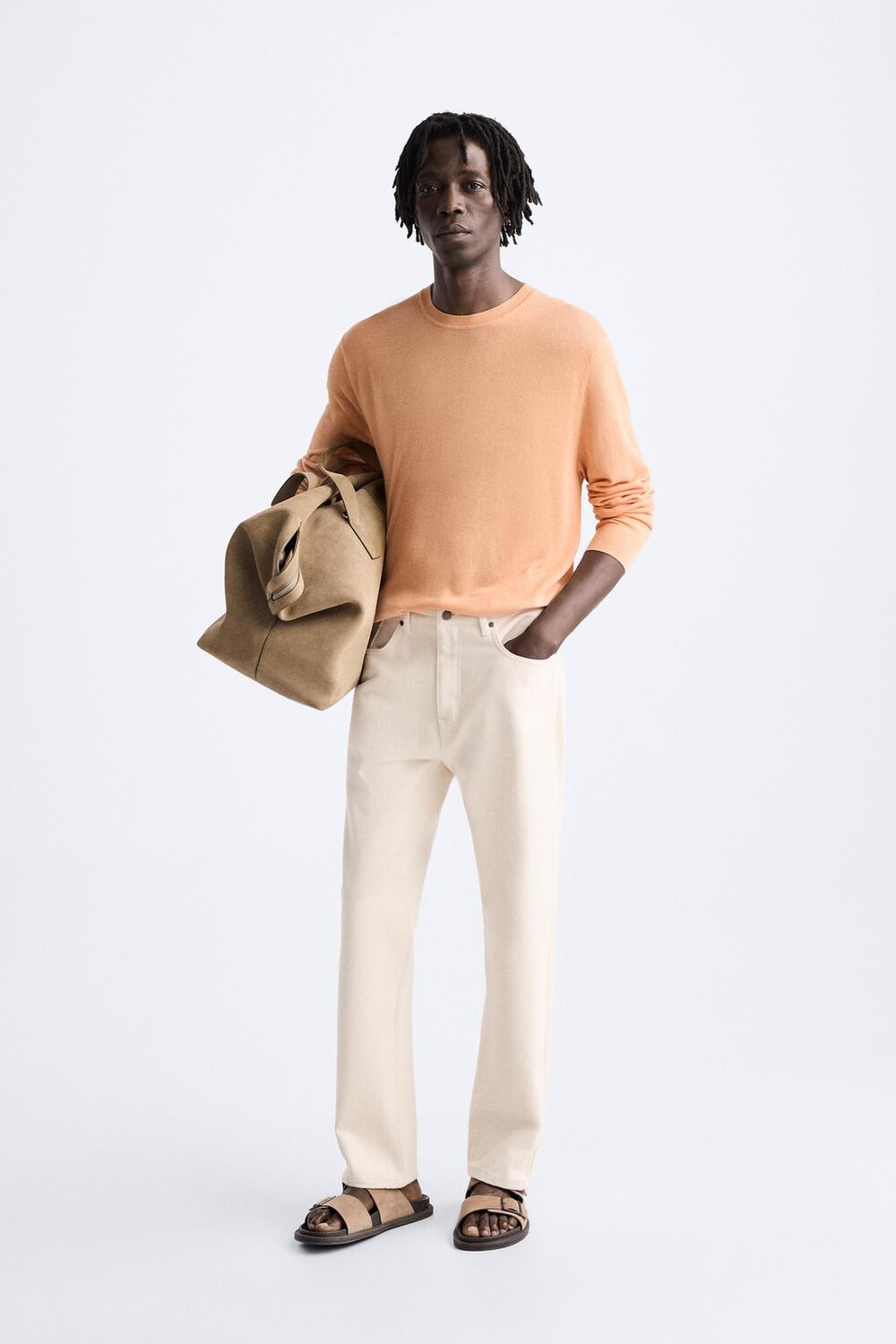 

Свитер из смешанного лиоцелла ZARA, цвет tangerine