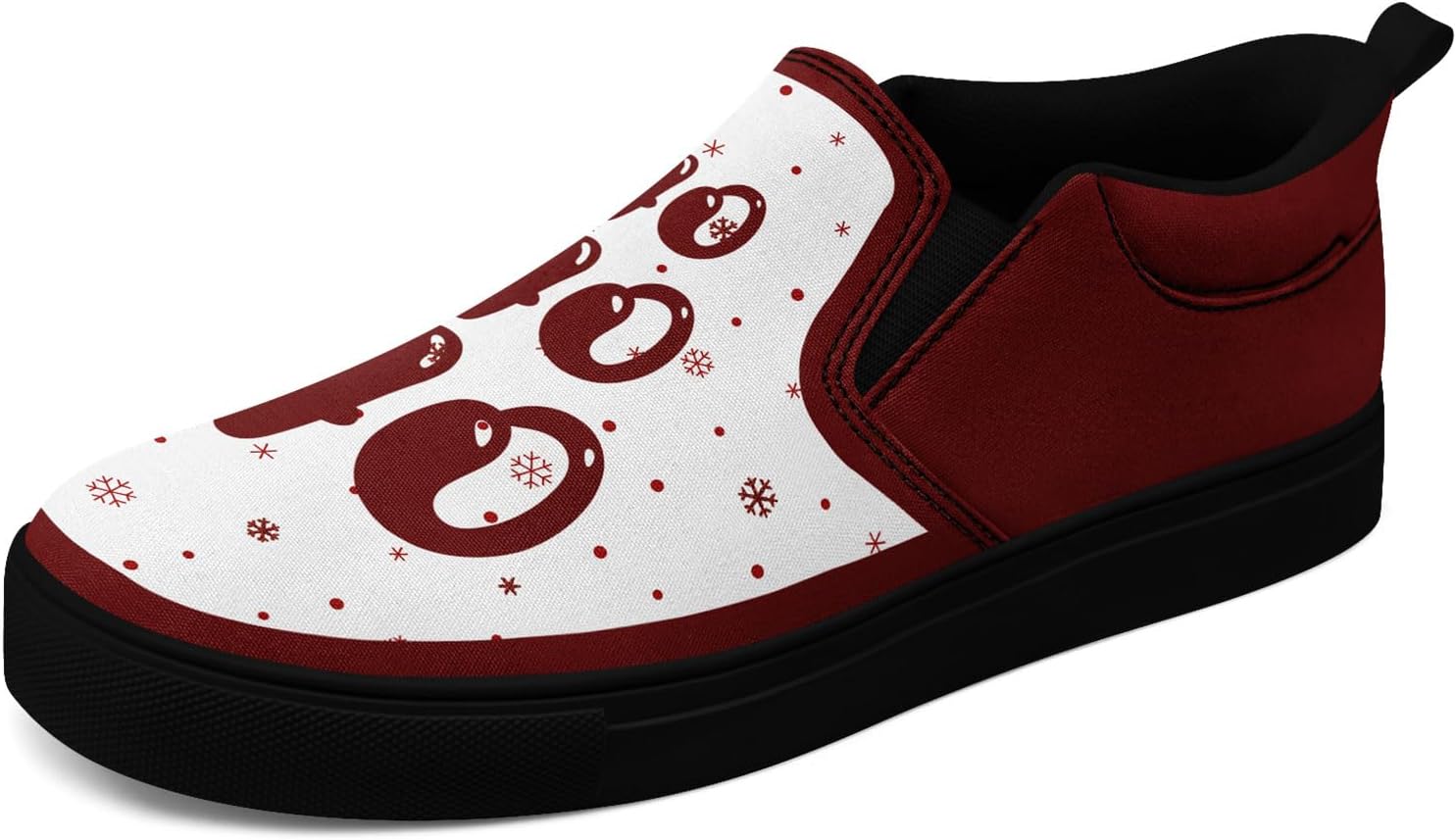 

Кеды на тканевой основе AWSOLE с рождественским дизайном для мужчин и женщин, праздничные кроссовки, подарок на Рождество, с изображением Санты, удобные для носки/снятия, плоские повседневные туфли, белый/черный/красный/темно-красный