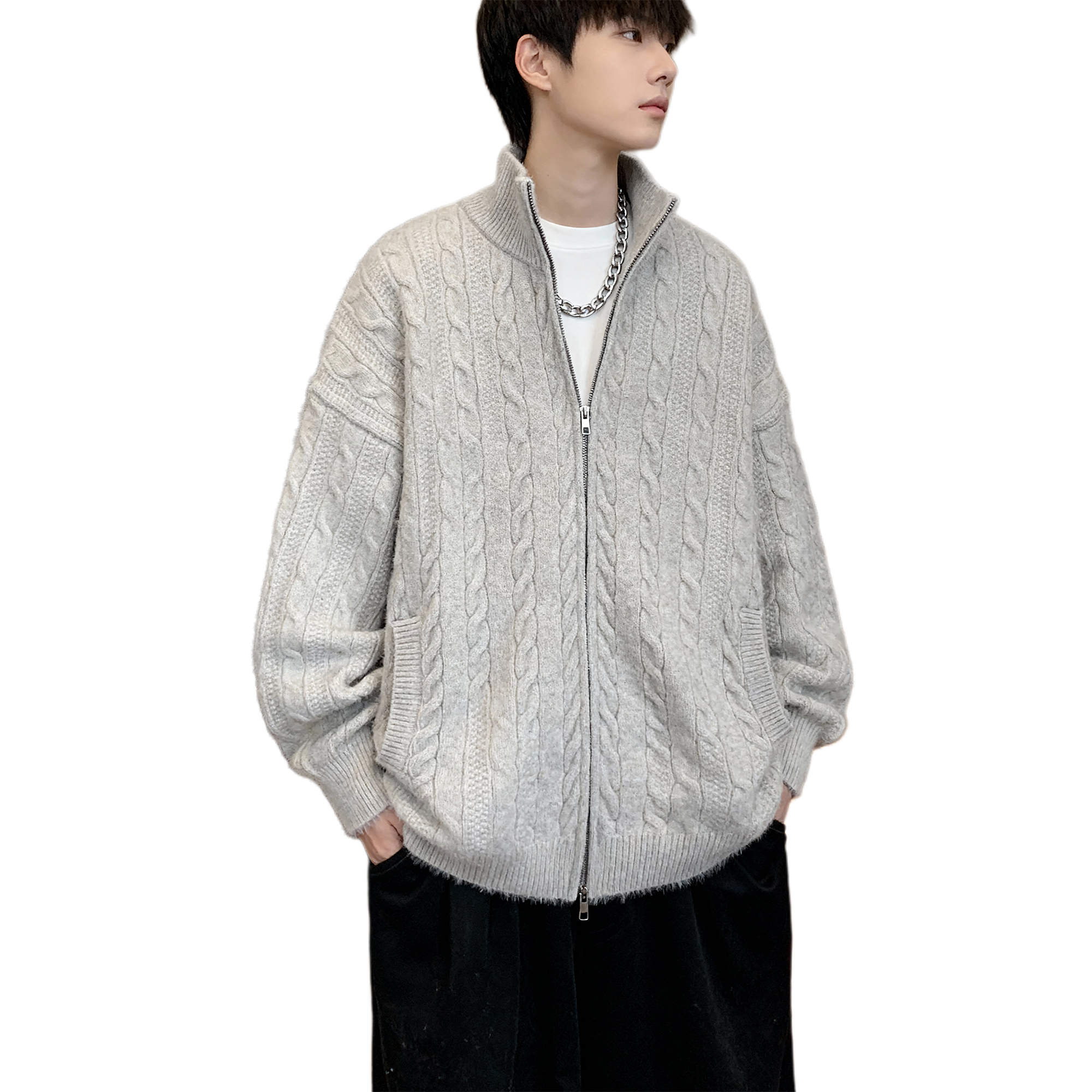 

Трикотажная водолазка Unisex Stand Collar Moderate X1617, royal синий knitted fabric top