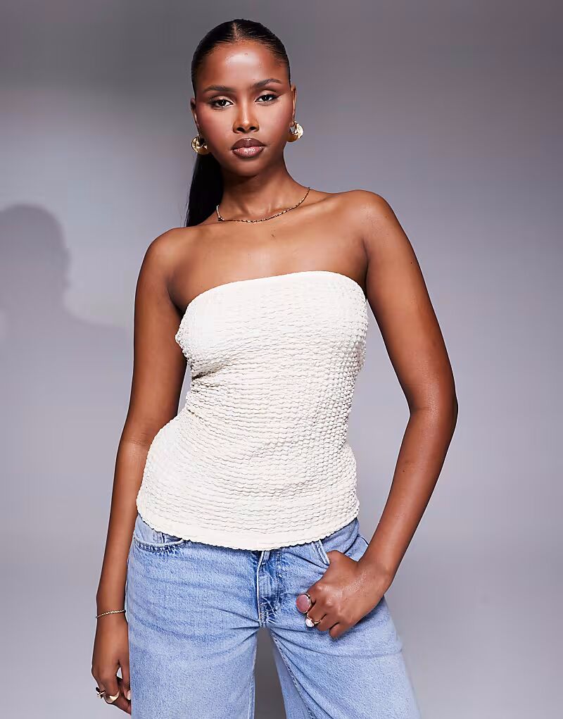 

ASOS DESIGN текстурированное удлиненное бандо цвета камня