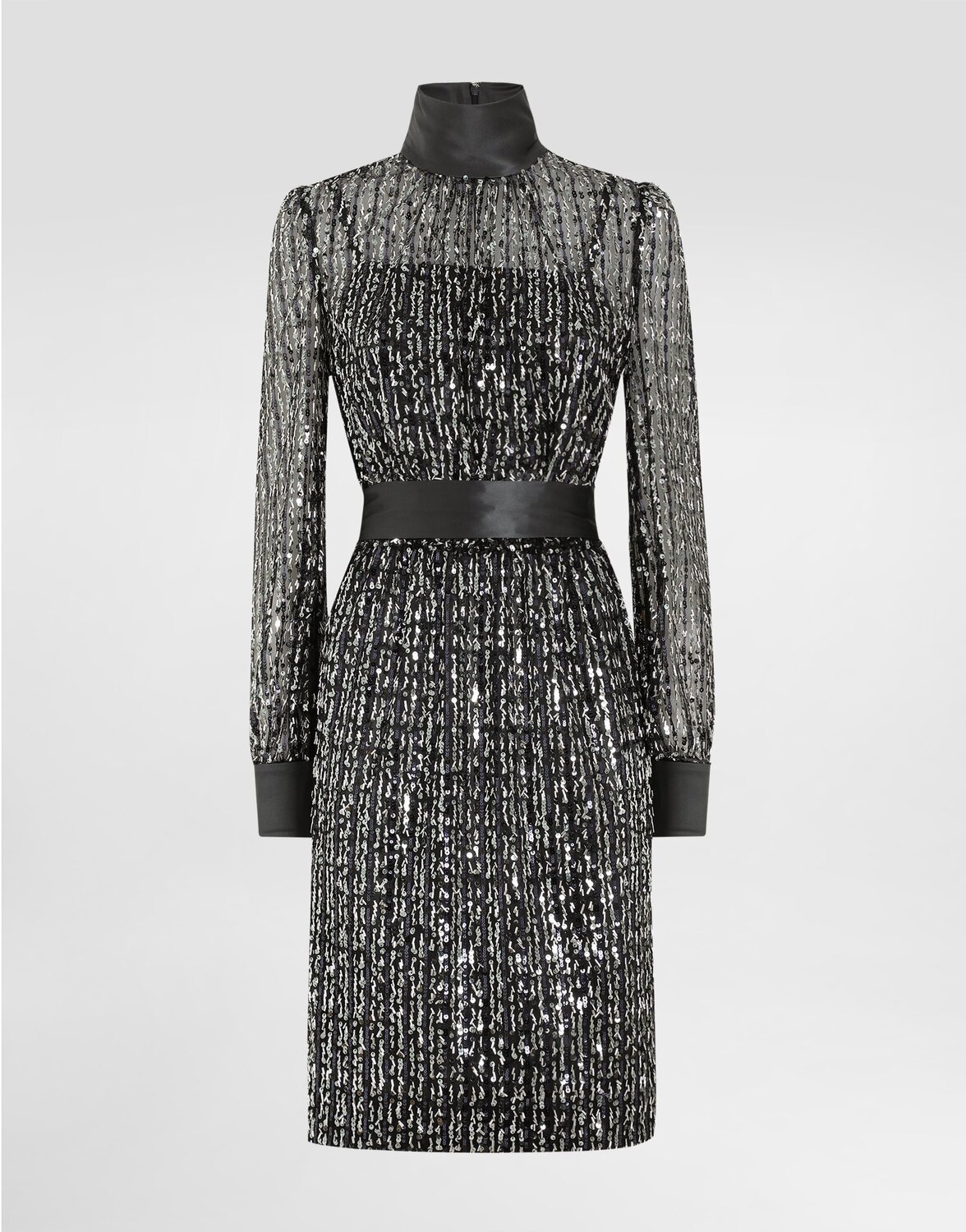 

Миди-платье с вертикальной вышивкой из пайеток Dolce & Gabbana, черный