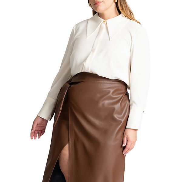 

Женская рубашка с заостренным воротником и пуговицами plus size Eloquii, Tofu