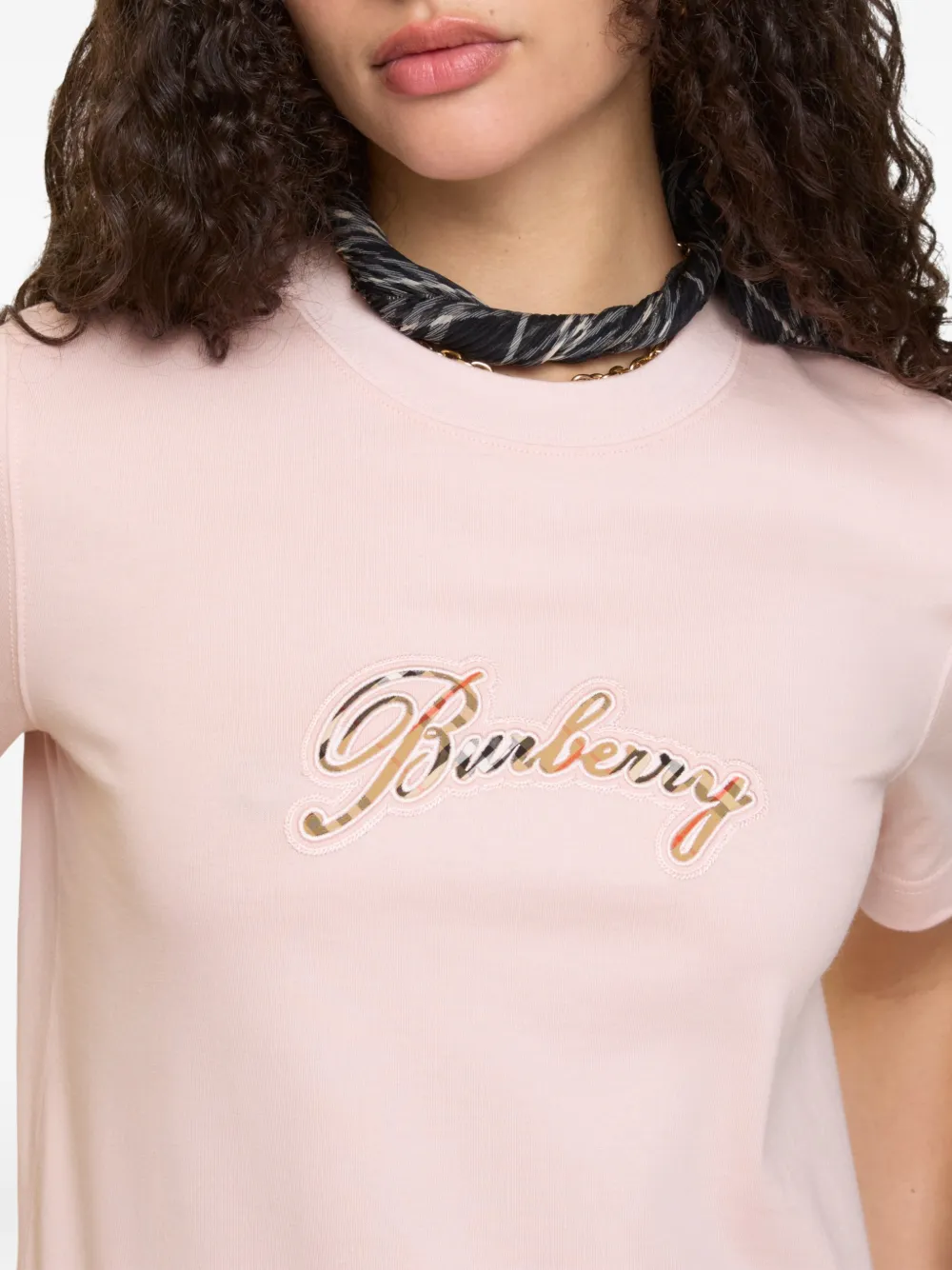 Футболка Хлопковая, Burberry, логотип прописными буквами, розовый — фото 3