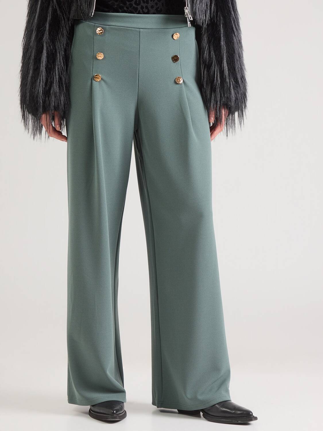 

ABOUT YOU Широкие плиссированные брюки 'Jessa' в темно-зеленом цвете