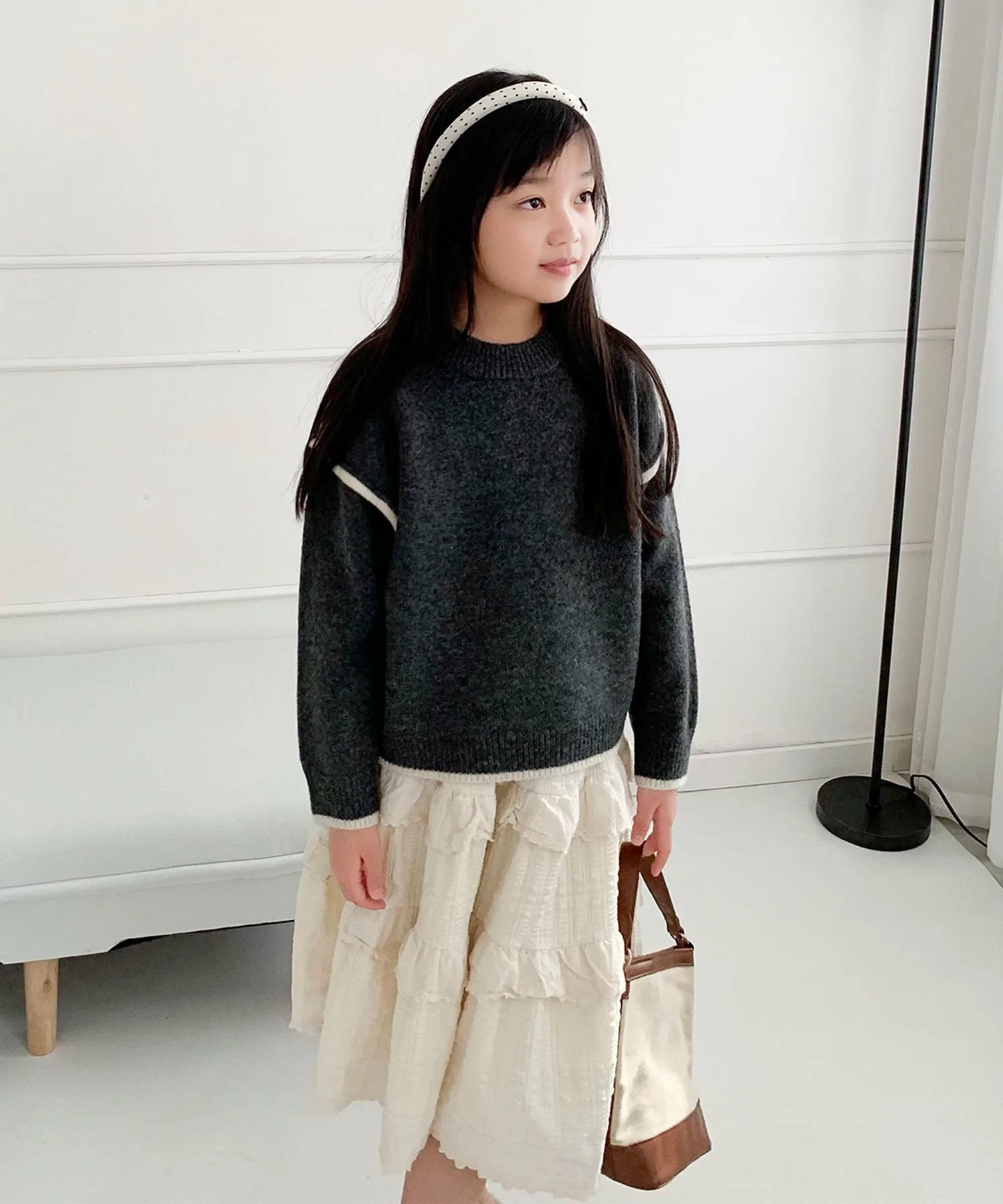 Детский мягкий вязаный пуловер из мохера Aimoha Kids, gray — фото 2