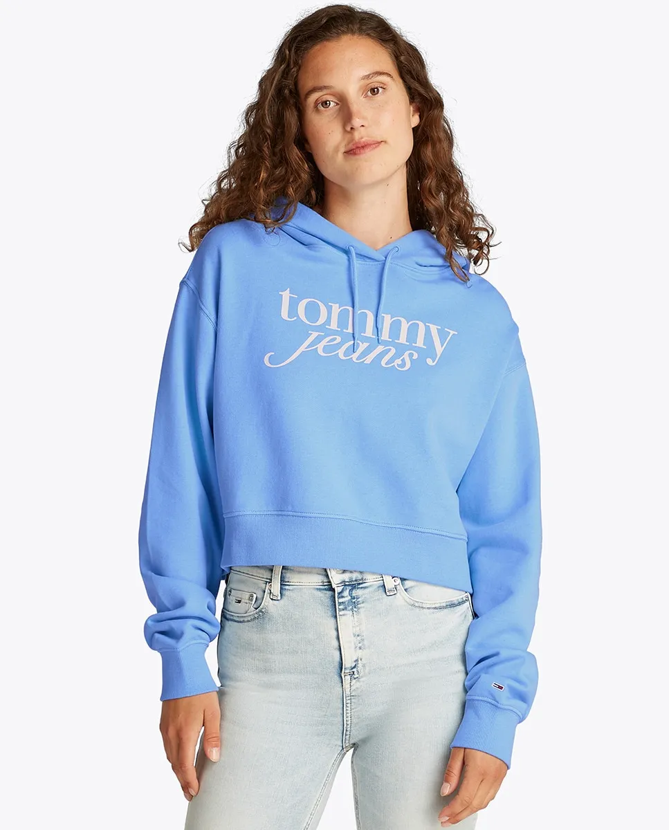 

Женская укороченная худи с капюшоном и свободным кроем Tommy Jeans, светло-голубой
