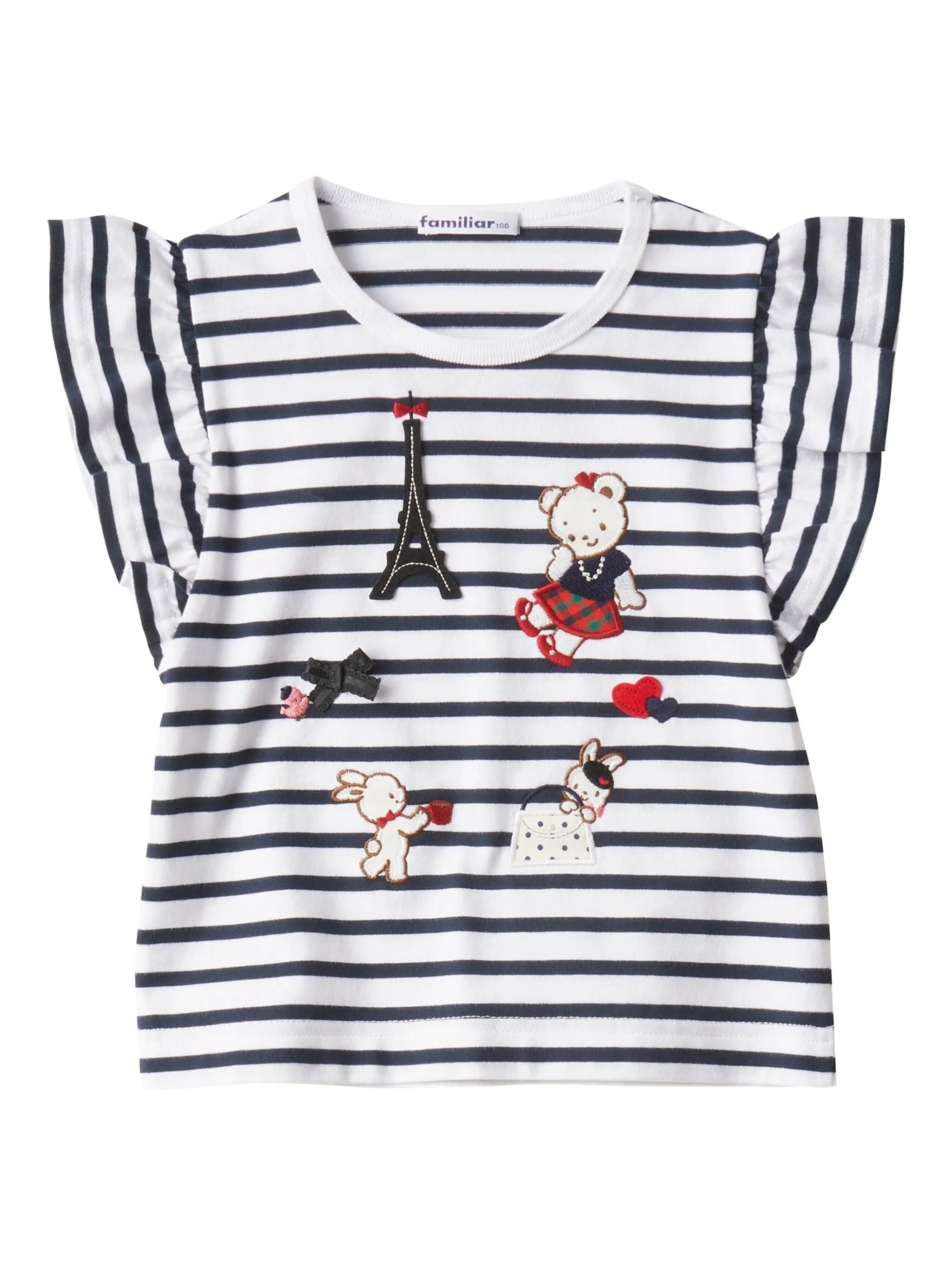 

Полосатая футболка с оборками Familiar, синий