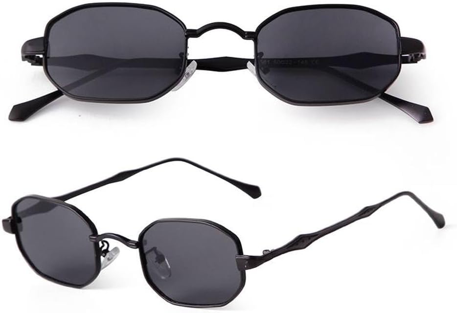 

Прямоугольные маленькие солнцезащитные очки для женщин и мужчин в стиле ретро, ​​винтаж, с металлической оправой, стимпанк, защита от ультрафиолета UV400, многоугольные MTZJH, C1 Black