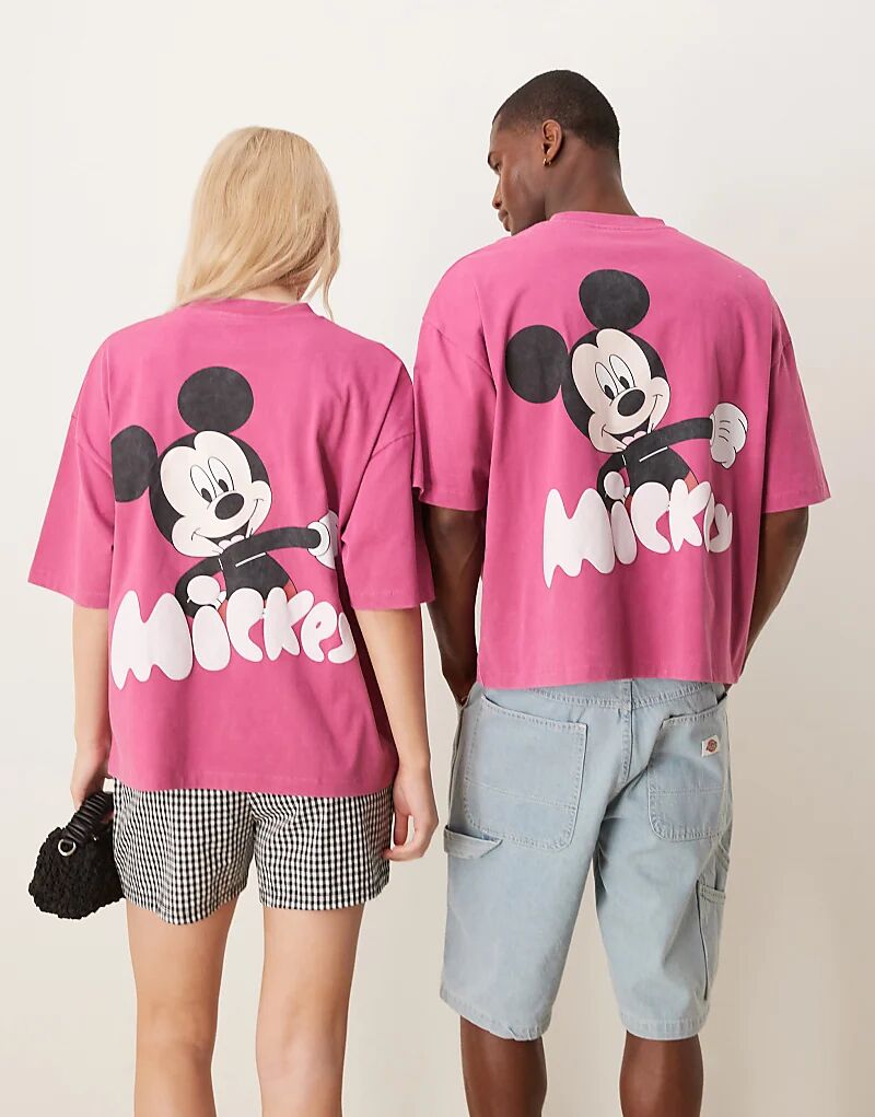 

Футболка свободного кроя унисекс Disney ASOS DESIGN с принтом Микки Мауса розового цвета