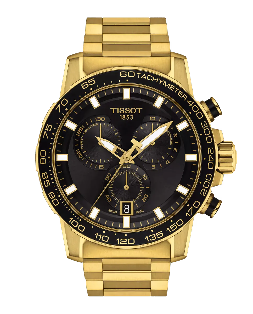 

Мужские часы Tissot Supersport Chrono из коллекции золотистой стали, диаметр 45,5 мм, золотой