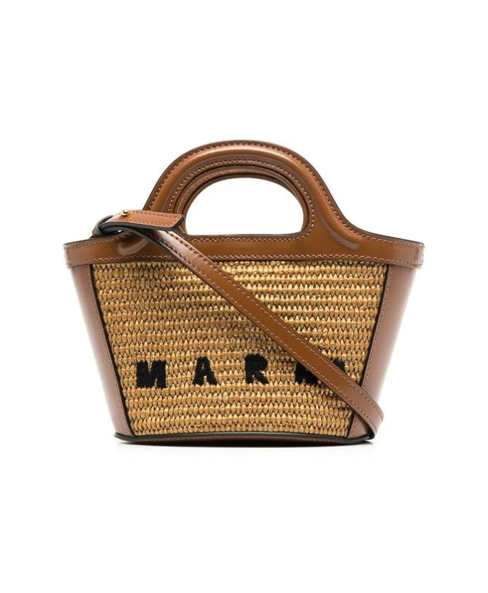 

Сумочка из рафии с вышитым логотипом Marni, коричневый