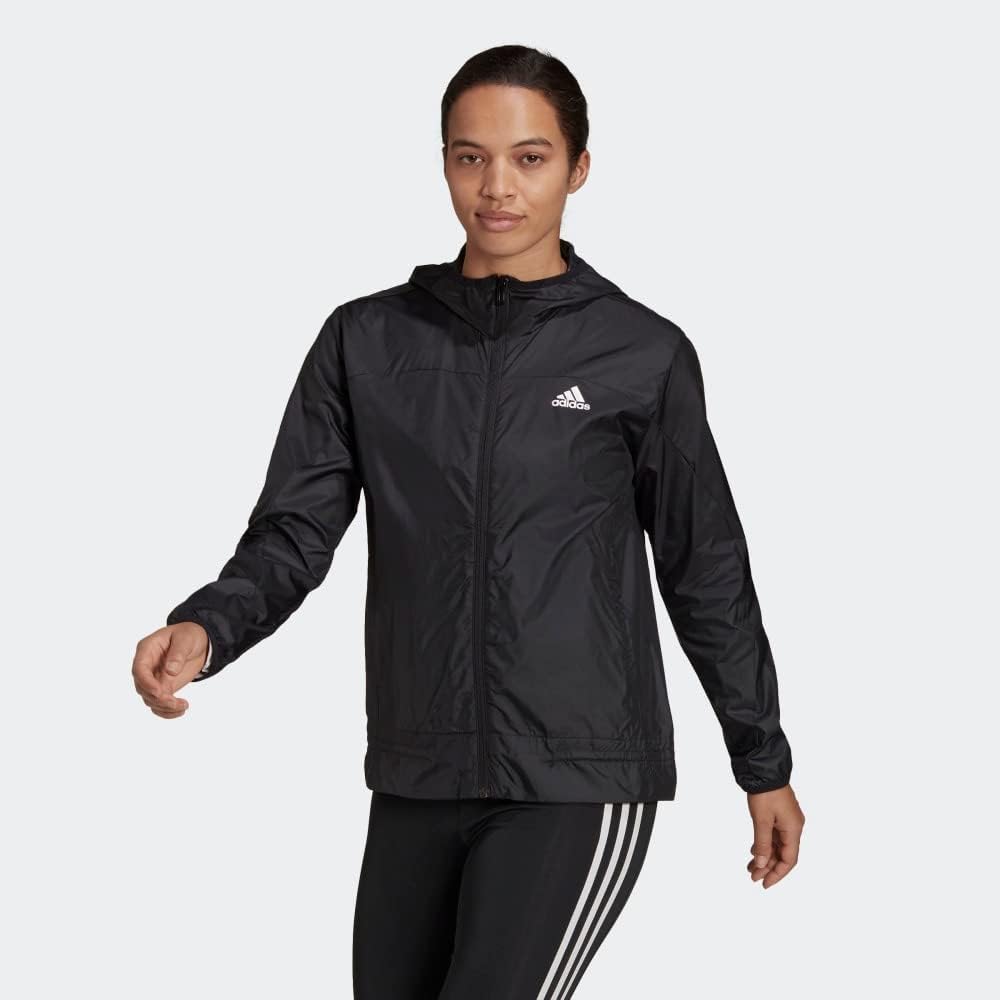 Женская ветровка Adidas для бега с логотипом, черный/белый — фото 2