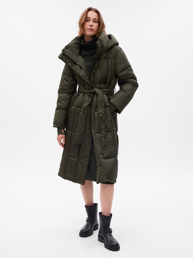 

Длинное стеганое пальто primaloft Gap, зеленый