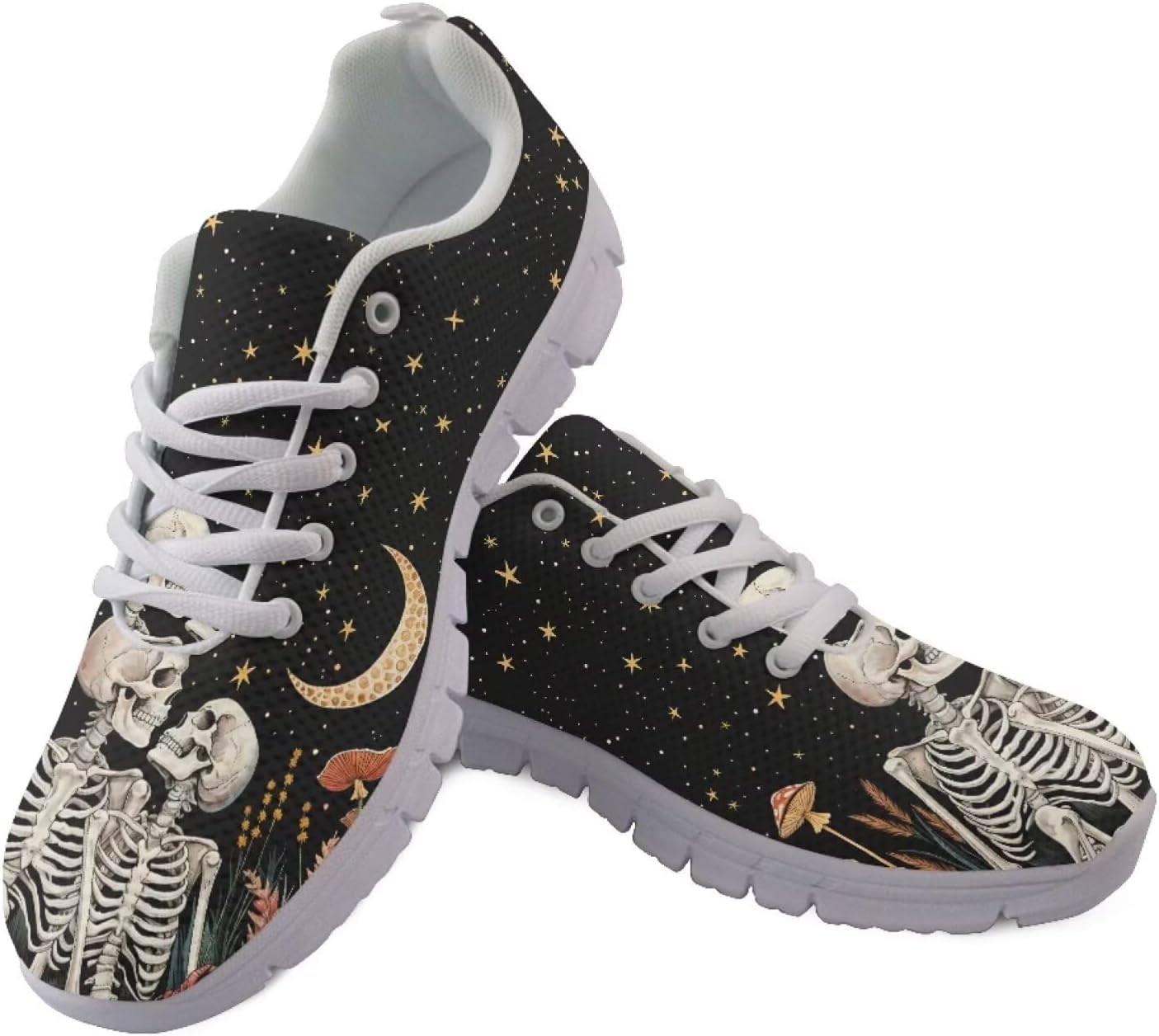 

Мужские повседневные кроссовки PinUp Angel из легкой дышащей сетчатой ткани для работы, путешествий и повседневных дел, Romantic Moon Night Skeletons