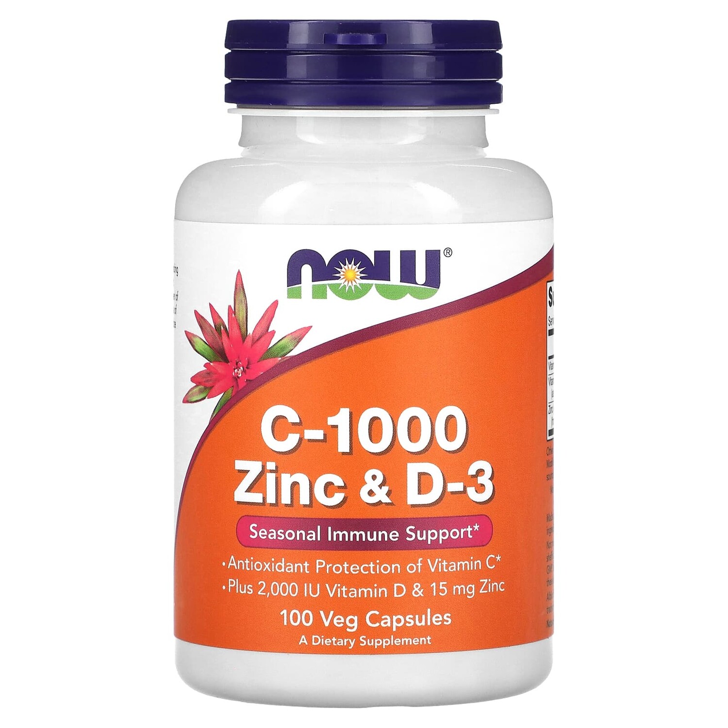 

NOW Foods Цинк C-1000 и D-3 100 растительных капсул