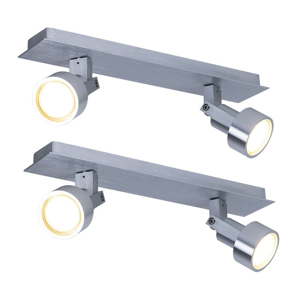 

2x светодиодный потолочный светильник, хром, регулируемые точечные светильники, L 34 см Globo Lighting, серебро