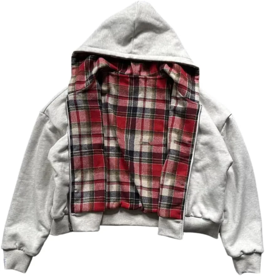 

Мужская худи с молнией Oversize в клетку kiobrvhe