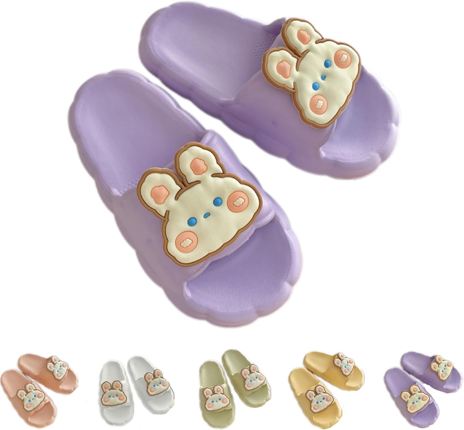 

Тапочки NTRUEML Bunny для девочек, летние мультяшные милые домашние, студенческие, для ванной, с противоскользящей подошвой, мужские шлепанцы, фиолетовый