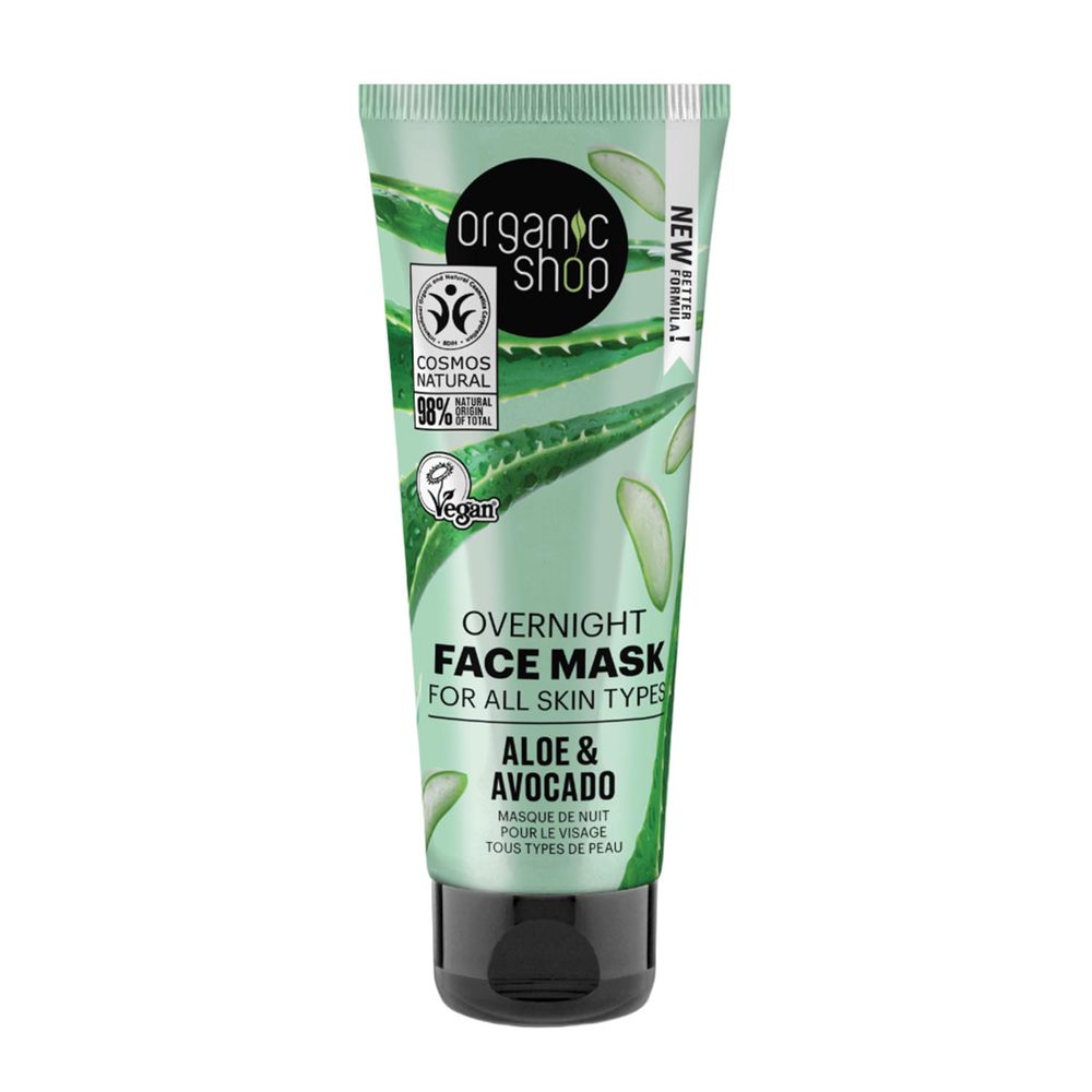 

Маска для лица Mascarilla facial nocturna aloe y aguacate Organic shop, 75 мл