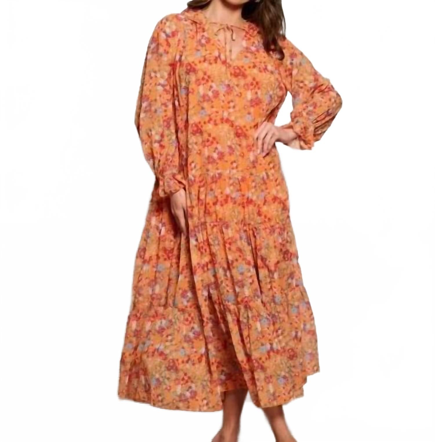 

First Love by Lovelyn Длинное платье «Золотой луг» оранжевого цвета