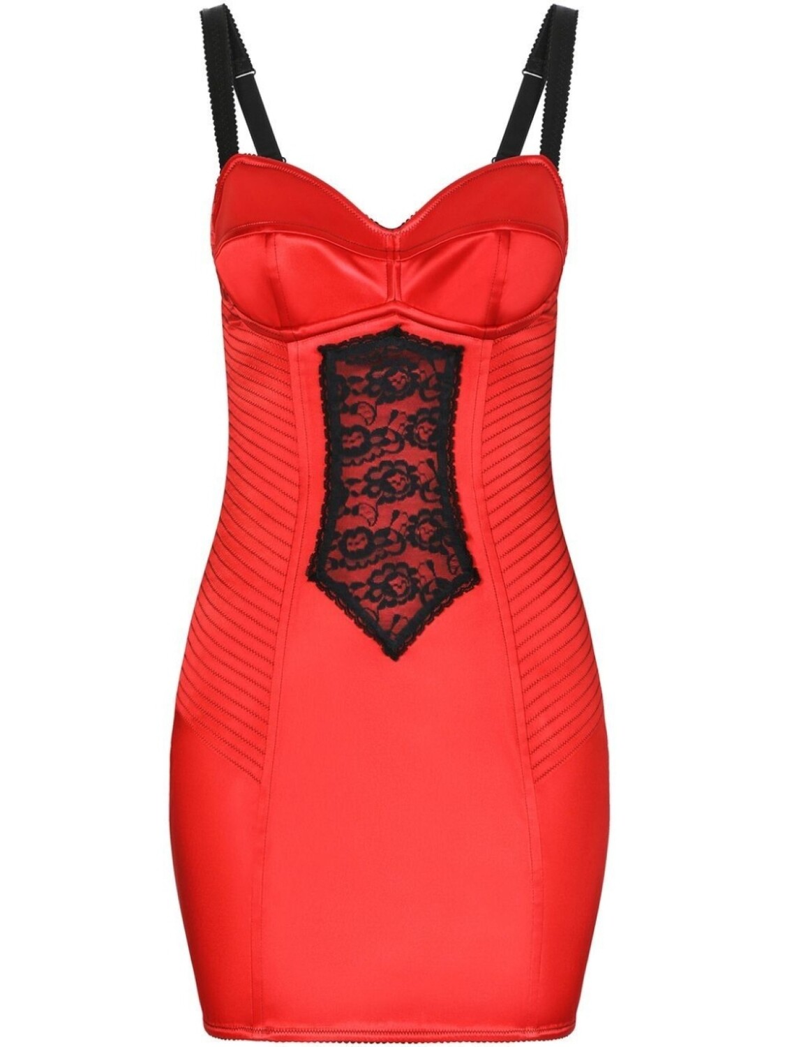

Dolce & Gabbana атласное платье мини с кружевом, красный